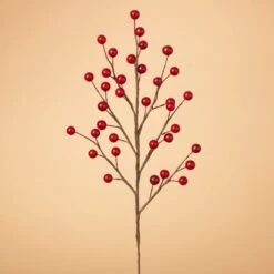 Artificial Matte Red Berry Spray - 18in