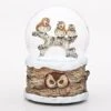 Christmas Musical Snow Globe - Owl Family On Log - 6in -Christmas Tree Hill Store christmas musical snow globe owl family on log 6in 12