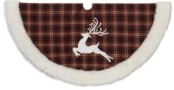 Christmas Tree Skirt Red/Black With Deer - 48in
