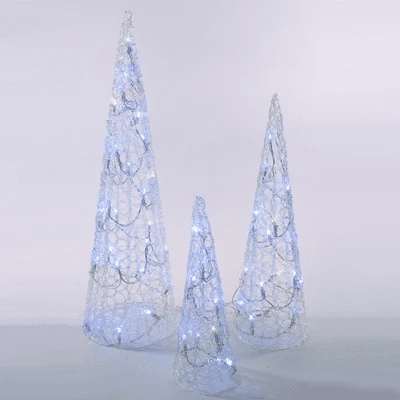 Clear Lighted Tree Cones - Remote Control Multicolor - 3pc Set 3 Clear Lighted Tree Cones - Remote Control Multicolor - 3pc Set