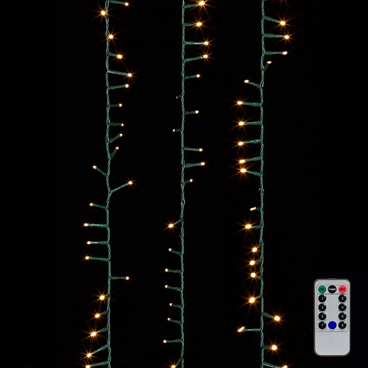 Cluster Garland Lights - 500 Warm White LED Lights - Green Wire - 36.5ft 3 Cluster Garland Lights - 500 Warm White LED Lights - Green Wire - 36.5ft