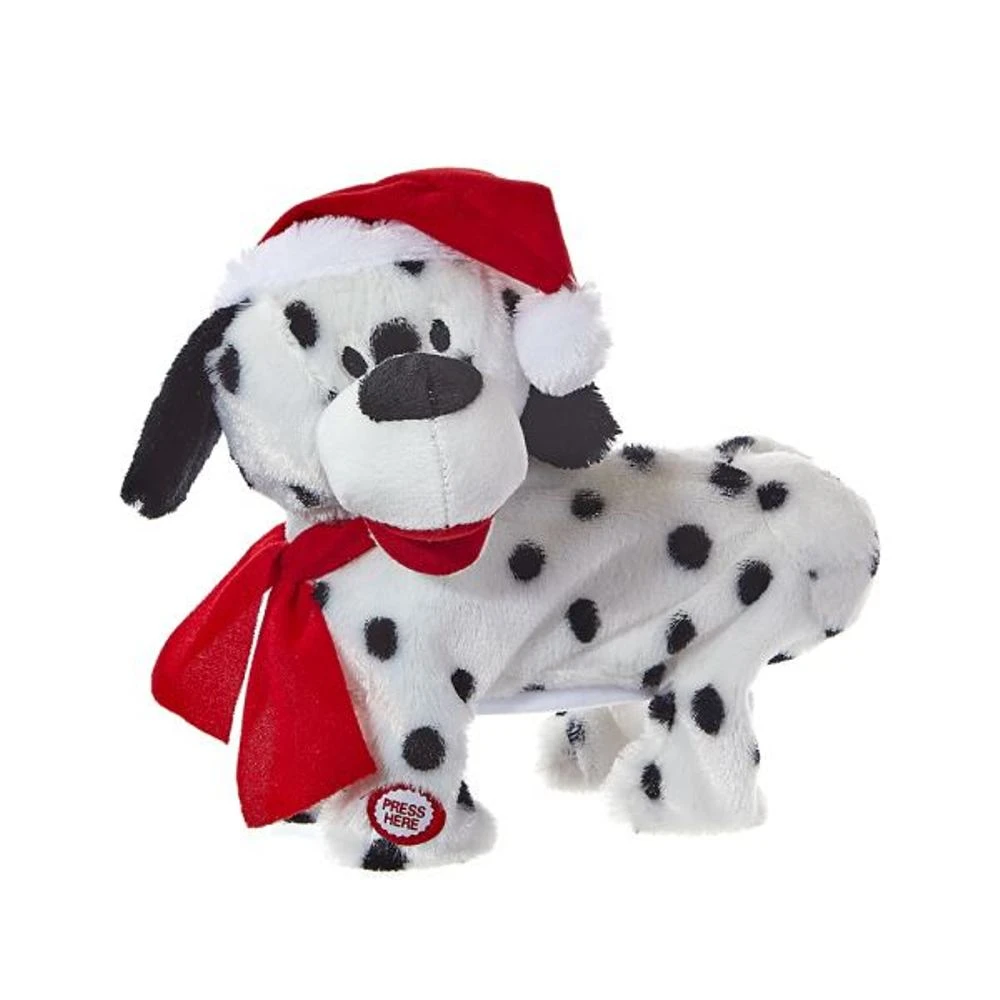 Decorative Figure - Animated Black And White Christmas Dog - 9in 3 Decorative Figure - Animated Black And White Christmas Dog - 9in