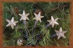Mini Christmas Lights - Warm White Star - Electric/Brown Cord - Set/20