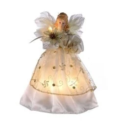 Electric Tree Topper - Ivory And Gold Angel - 9in