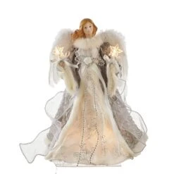 Electric Tree Topper - Silver And Grey Angel - 14in