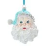 Glass Ornament - Blue/Silver Santa Head - 5.5in -Christmas Tree Hill Store glass ornament blue silver santa head 5 5in 12