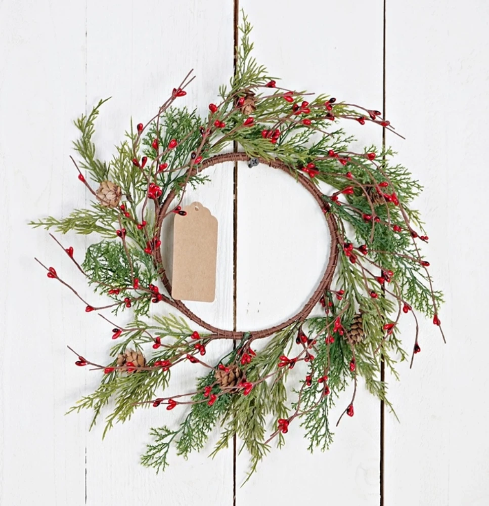 Holiday Artificial Wreath - Evergreen Pine With Red Pip Berries - 12 Inch 3 Holiday Artificial Wreath - Evergreen Pine With Red Pip Berries - 12 Inch