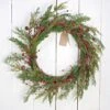 Holiday Artificial Wreath - Evergreen Pine With Red Pip Berries - 24 Inch -Christmas Tree Hill Store holiday artificial wreath evergreen pine with red pip berries 24 inch 15