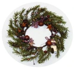Holiday Artificial Wreath - Rustic Berry, Bell, And Star Pine - 12 Inch