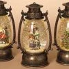 Lighted Water Lantern Snow Globe - Bronze - Carolers -Christmas Tree Hill Store lantern snow globe battery timer bronze carolers 9 5in 10