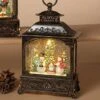 Lighted Water Lantern Snow Globe - Bronze - Snowman Family -Christmas Tree Hill Store lantern snow globe battery timer bronze snowman family 11in 13