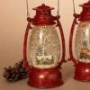 Lighted Water Lantern Snow Globe - Red - House With Cardinals -Christmas Tree Hill Store lantern snow globe battery timer red house with cardinals 9 5in 10