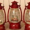 Lighted Water Lantern Snow Globe - Red - Santa In Sleigh -Christmas Tree Hill Store lantern snow globe battery timer red santa in sleigh 9 5in 13