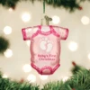 Old World Christmas Glass Ornament - Pink Baby Onesie -Christmas Tree Hill Store old world christmas ornament pink baby onesie 15
