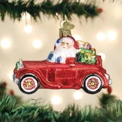 Old World Christmas Glass Ornament - Santa In Antique Car