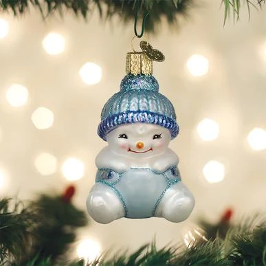 Old World Christmas Glass Ornament - Snow Baby Boy 3 Old World Christmas Glass Ornament - Snow Baby Boy