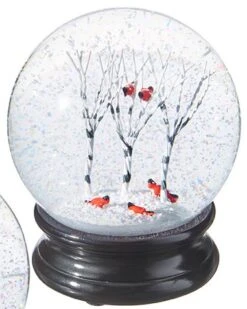 Snowglobe - Cardinals In Birch Trees - 4.5in