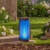 Solar Garden Light - Blue Barrel Basket - 10in -Christmas Tree Hill Store solar garden light blue barrel basket 10in 10