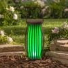 Solar Garden Light - Green Barrel Basket - 12in -Christmas Tree Hill Store solar garden light green barrel basket 12in 10