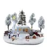 Winter Scene Table Decor - Red Truck And Silver Camper - Muscial